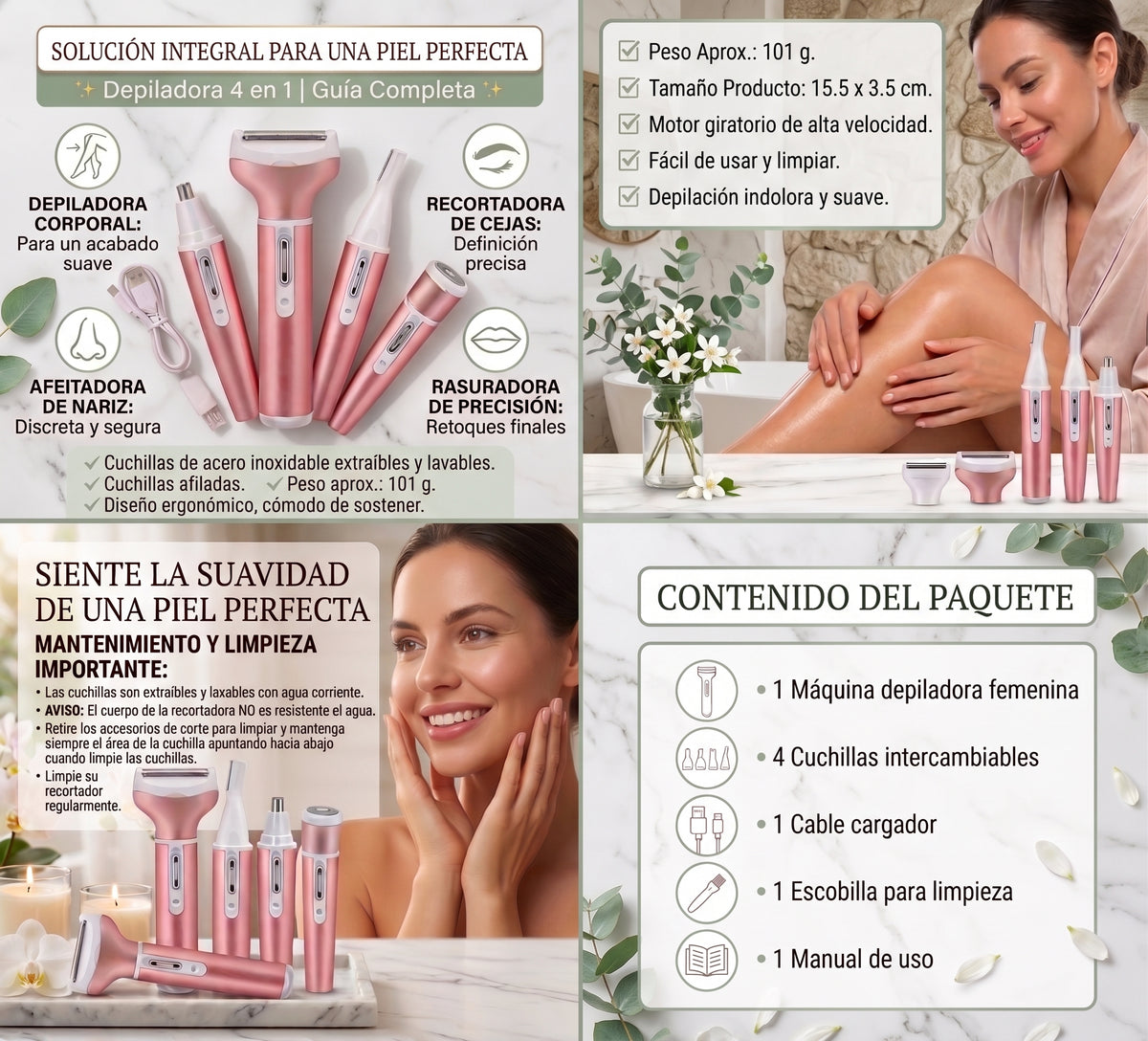 Depiladora Recargable 4 En 1 Mujer Sh-76